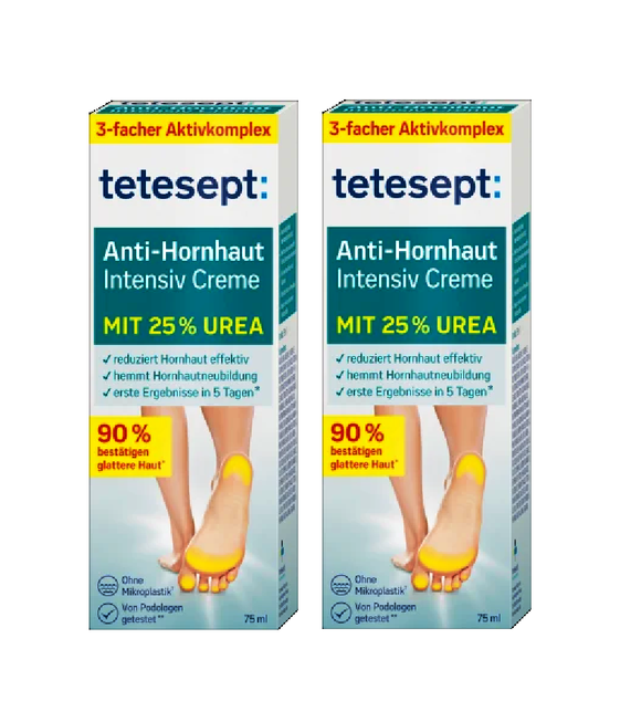 2xPack Tetesept Anti Corneal Foot Cream with 25% Urea - 150 ml