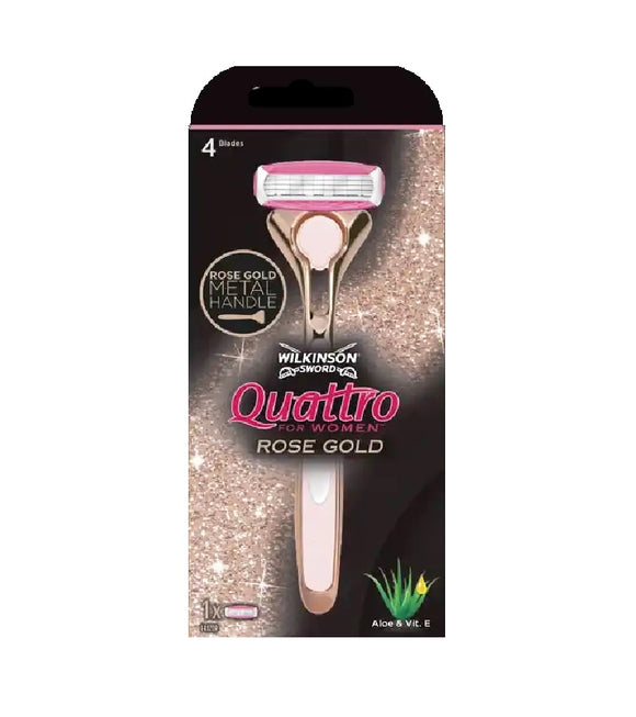 WILKINSON Quattro Rose Gold Ladies Razor +4 Replacement Blades