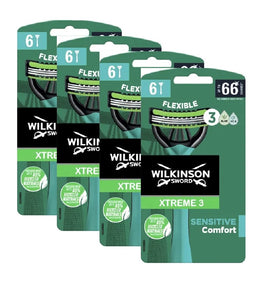 4xPack WILKINSON Xtreme 3 Sensitive Comfort Disposable Razor - 24 Pcs