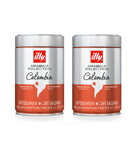 2xPack ILLY Cans of Arabica Selection Espresso Beans from Colombia - 500 g
