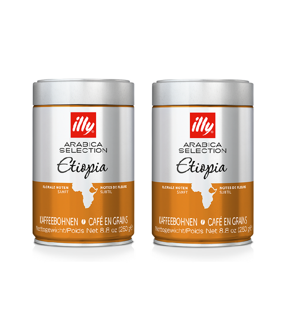 2xPack ILLY Cans of Arabica Selection Espresso Beans from Ethiopia - 500 g