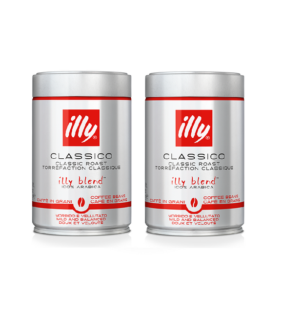 2xPack ILLY Cans of CLASSICO - Classic Roast Whole Coffee Beans for Espresso - 500 g