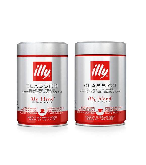 2xPack ILLY Cans of Ground Espresso CLASSICO - Classic Roast Coffee - 500 g