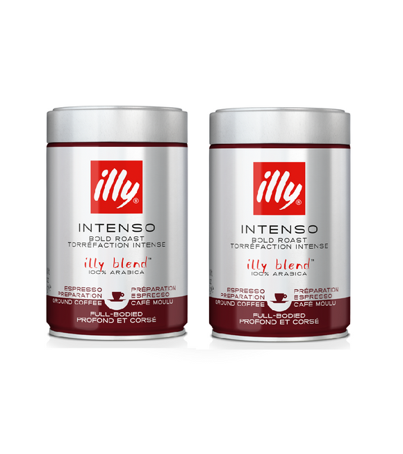 2xPack ILLY Cans of Ground Espresso INTENSO - Intensive Roast Coffee - 500 g