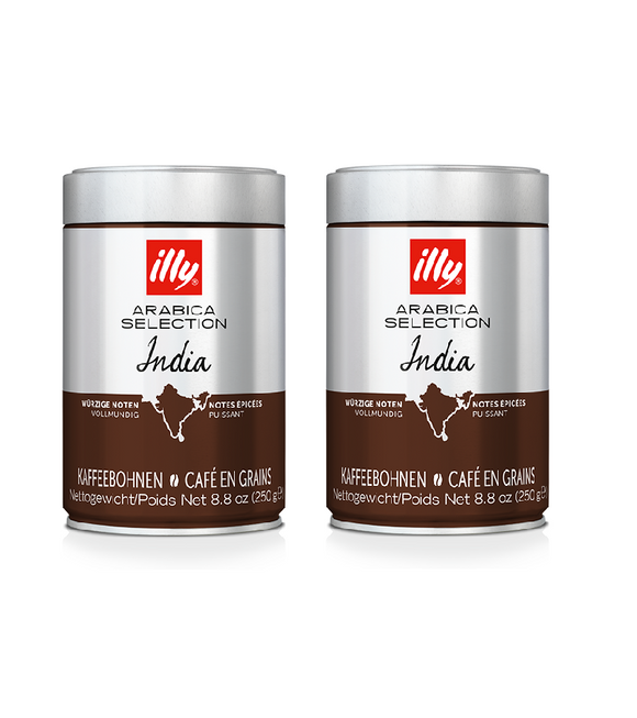 2xPack ILLY Cans of Arabica Selection Espresso Beans from India - 500 g