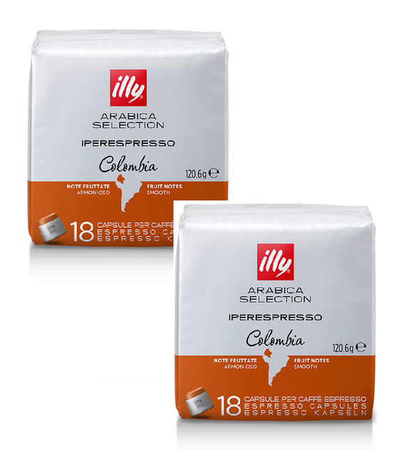 2xPacks ILLY Iperespresso Arabica Selection Colombia Roasted Coffee Capsules - 36 Capsules