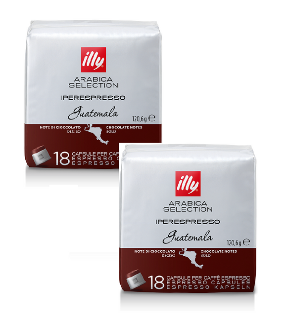 2xPacks ILLY Iperespresso Arabica Selection Guatemala Roasted Coffee Capsules - 36 Capsules