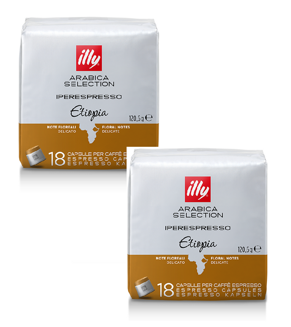 2xPacks ILLY Iperespresso Arabica Selection Ethiopia Roasted Coffee Capsules - 36 Capsules