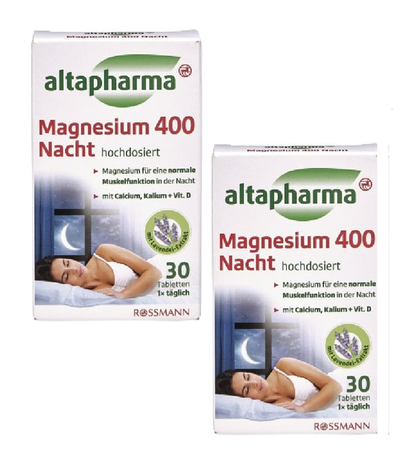 2x Pack Altapharma Magnesium 400 High Doses for the Night - 60 Tablets