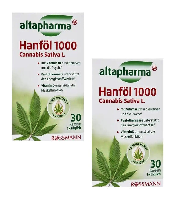 2xPacks Altapharma Hemp Oil 1000 Cannabis Sativa L - 60 Capsules