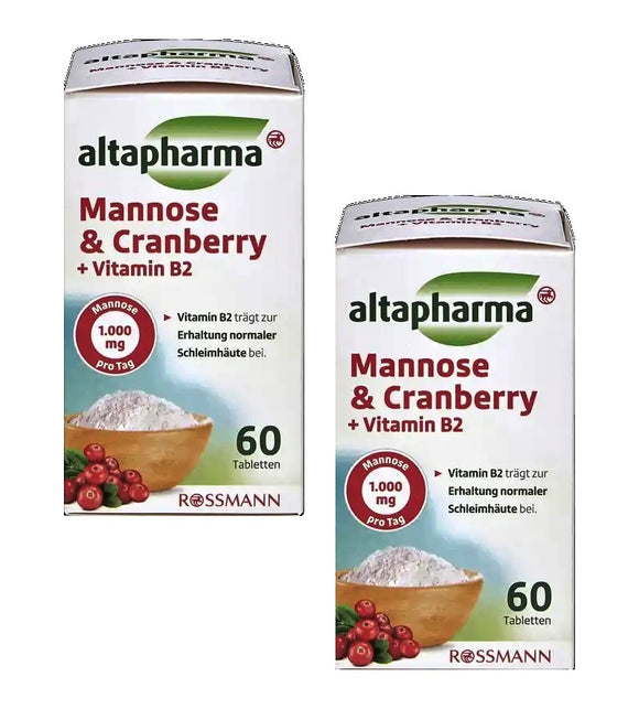 2xPack Altapharma Mannose & Cranberry + Vitamin B2 - 120 Tablets