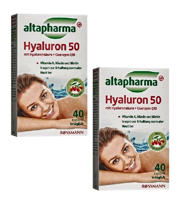 2xPacks Altapharma Hyaluron 50 with Hyaluronic Acid & Coenzyme Q10 - 80 Capsules