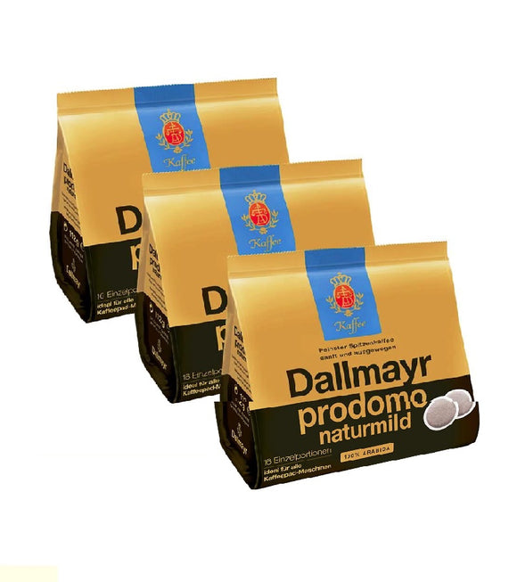3xPacks Dallmayr Prodomo Natural Mild Coffee Pads - 48 Pads