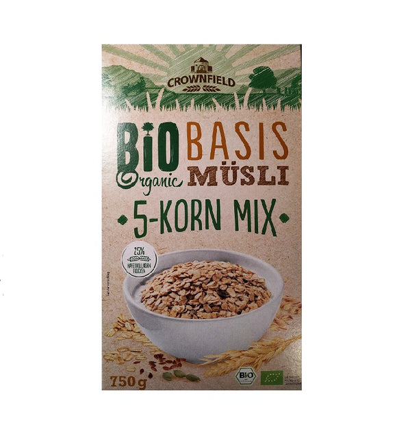 Crownfield Bio Organic Basic 5-Grain Museli Breakfast Cereal  - 500 g