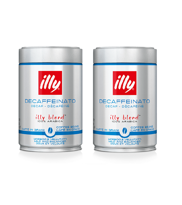 2xPack ILLY Cans of Decaffeinated Whole Coffee Beans for Espresso - 500 g