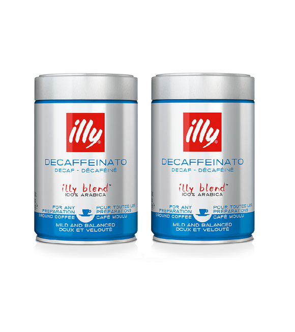 2xPack ILLY Cans of Ground Espresso DECAF Coffee - 500 g
