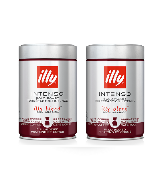 2xPack ILLY INTENSO Intensive Roast Ground Filter Coffee - 500 g