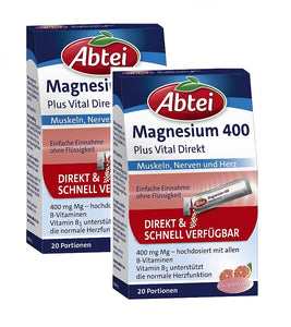 2xPack Abtei Magnesium 400 Plus Vital Direct - 40 Pcs