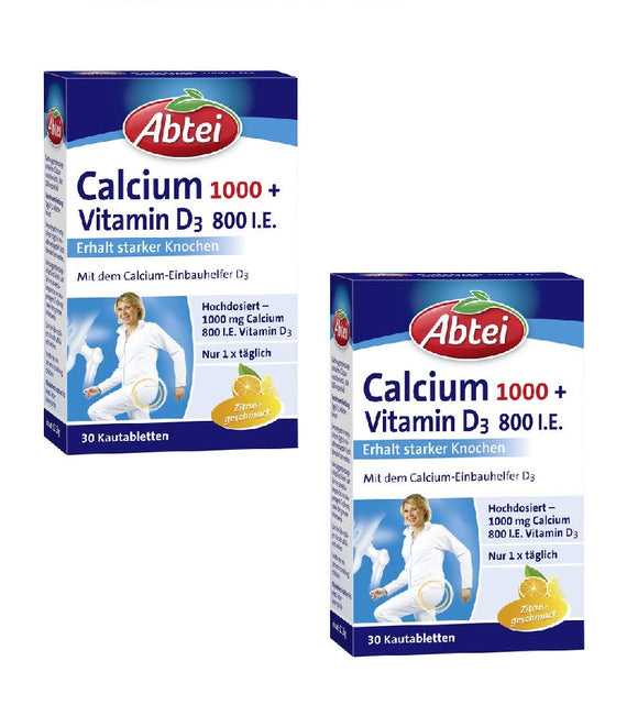 2xPacks Abtei Calcium 1000 + D3 Osteo Vital -  60 Tablets
