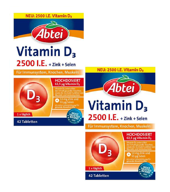 2xPack ABTEI Vitamin D3 2500 IU Film-Coated Tablets - 84 Tablets
