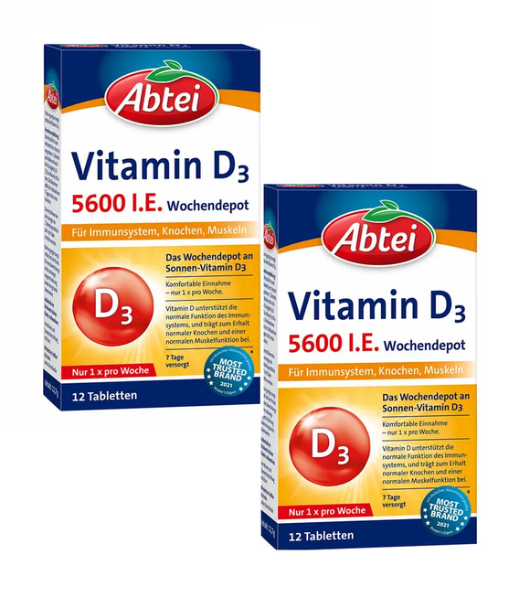 2xPack ABTEI Vitamin D3 5600 I.E. Forte Weekly Depot - 24 Tablets