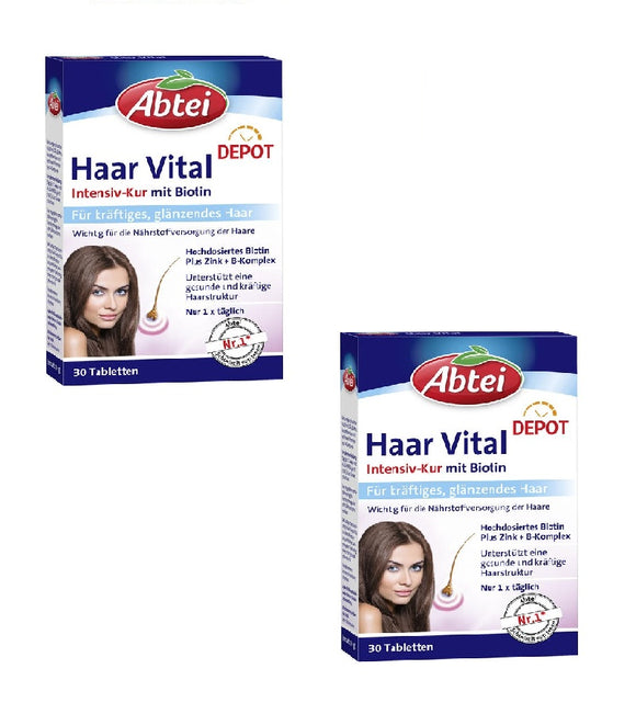 2x Packs ABTEI Hair Vital Beauty Cure Depot Tablets with Zinc Biotin - Eurodeal.shop
