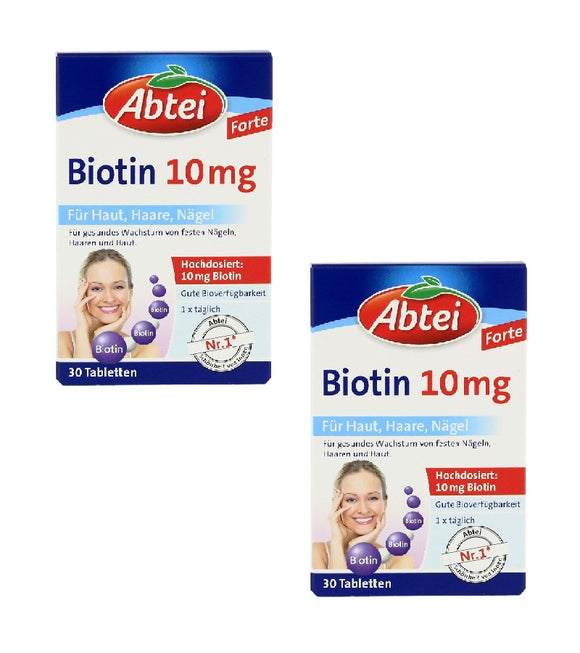 2x Pack Abtei Biotin 10 mg Tablets, 30 pcs per pack - Eurodeal.shop