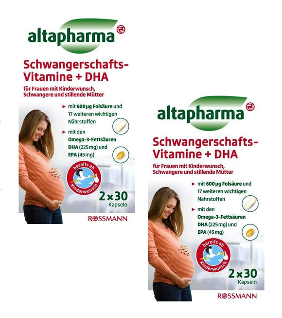 2xPacks Altapharma Pregnancy Vitamins, DHA, Minerals and Omega-3 Caps - 120 Capsules