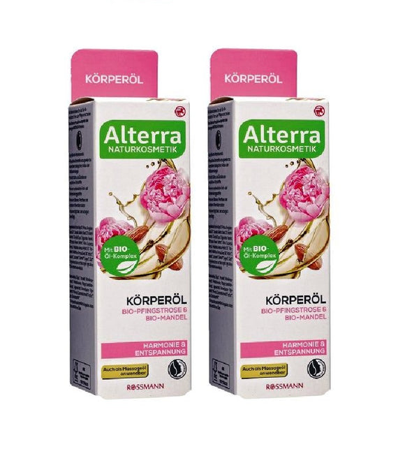 2xPack Alterra Organic Peony & Almond Body Oil - 200 ml