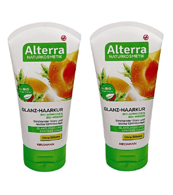 2xPack Alterra Organic Apricot & Wheat Treatment for Shiny Hair - 300 ml
