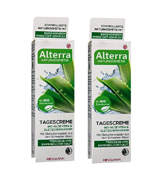 2xPack Alterra Organic Aloe Vera & Glacier Water Day Cream for Dry Skin - 100 ml