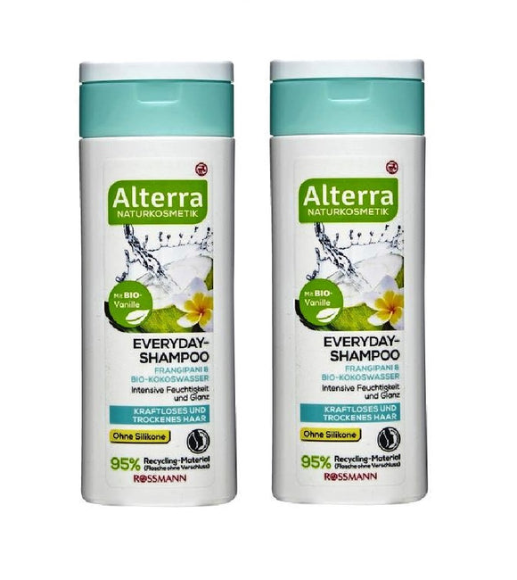 2xPack Alterra Organic Coconut Water & Frangipani Everyday Shampoo - 400 ml