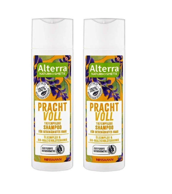 2xPack Alterra Organic Magnificent Deep Care Shampoo for Damaged Hair - 400 ml