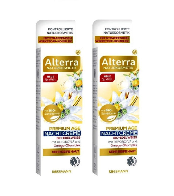 2xPack Alterra Premium Age Organic Edelweiss Night Cream - 100 ml