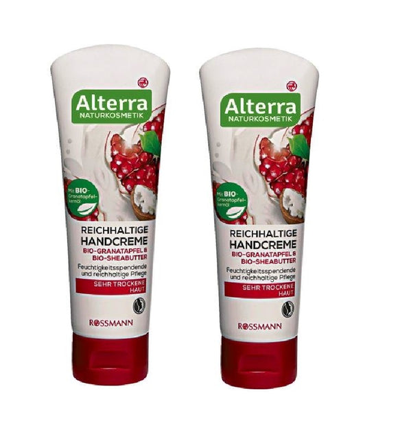 2xPack Alterra Organic Pomegranate & Shea Butter Rich Hand Cream - 150 ml