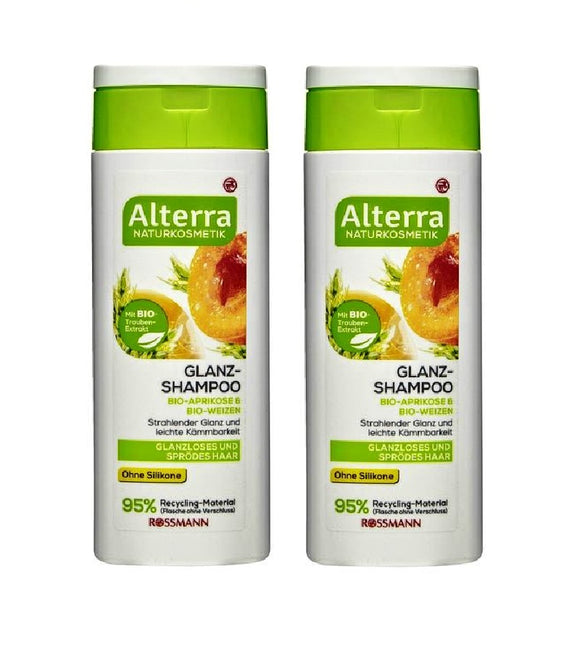 2xPack Alterra Organic Apricot & Wheat Shine Shampoo - 400 ml