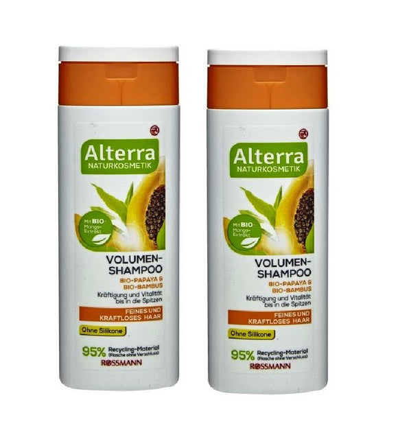 2xPack Alterra Organic Papaya and Bamboo Volume Shampoo - 400 ml