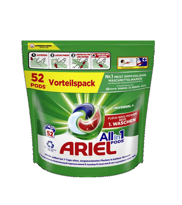 ARIEL Color & Regular Universal Detergent All-in-1 Pods 52 Pods - 104 WL