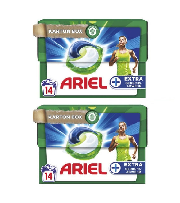 2xPack Ariel Heavy Duty Laundry Detergent All-in-1 Pods Universal Extra Odor Control - 28 WL