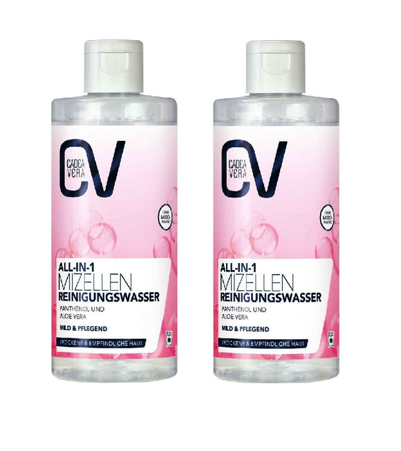 2xPack CV (CadeVera) ALL-IN-1 Micellar Cleansing Water Panthenol and Aloe Vera - 600 ml