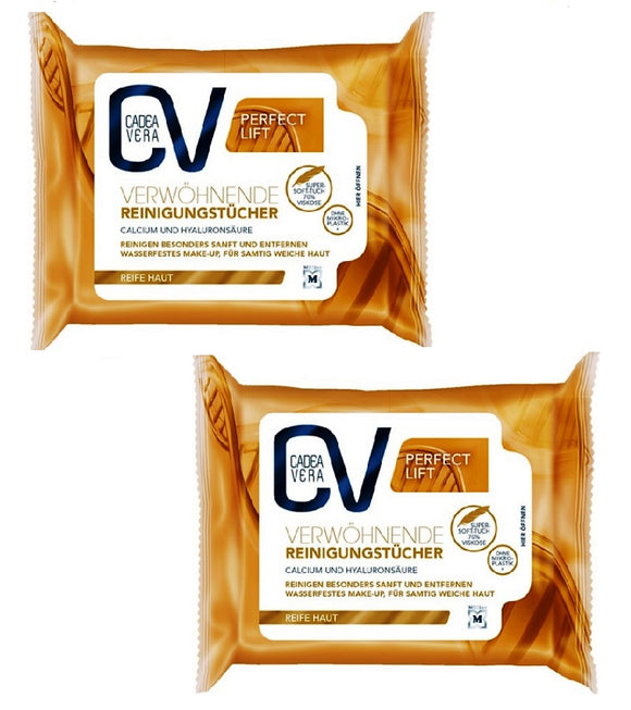 2xPack CV (CadeaVera) Perfect Lift Pampering Cleaning Wipes - 50 pieces