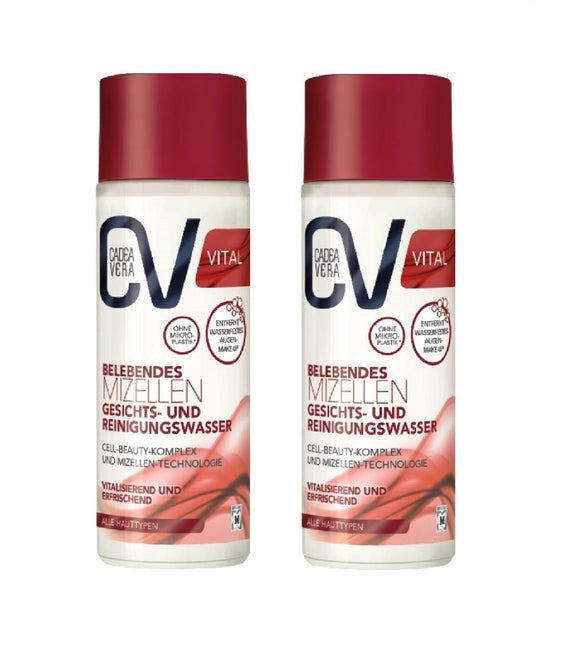 2xPack CV (CadeVera) VITAL Invigorating Micellar Face Cleansing Water - 400 ml