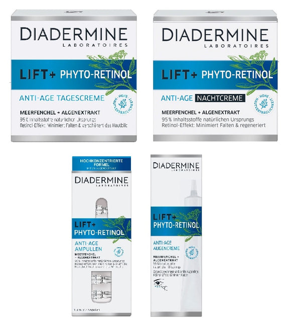 DIADERMINE Lift + Phyto-Retinol Anti-Age Day & Night Creams. Eye Cream and Ampoules Set