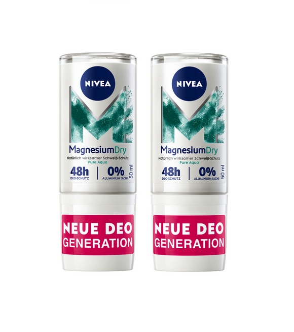 2xPack NIVEA MagnesiumDry Pure Aqua Deodorant Roll-on - 100 ml