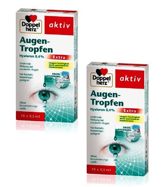 2xPack Doppelherz Active Eye Drops Hyaluronic Acid 0.4% - 20 x 0.5ml