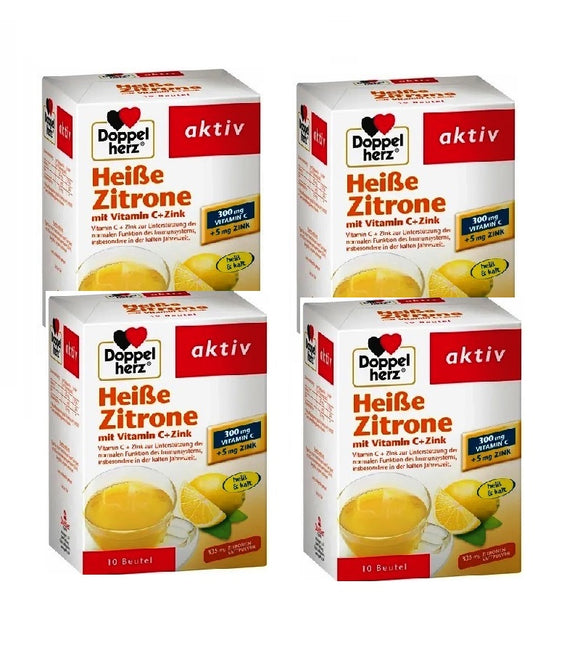 4xPack Doppelherz Hot Lemon Vitamin C + Zinc Drink - 40 Pieces