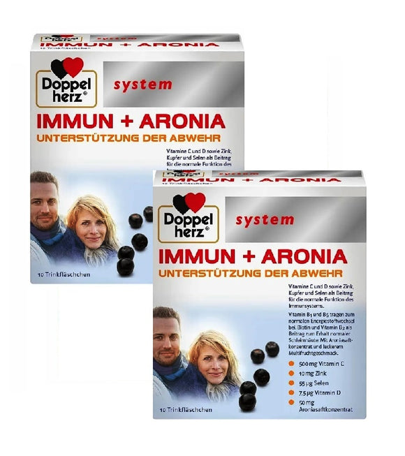 2xPack Doppelherz Immune+Aronia System Ampoules - 20 Pieces