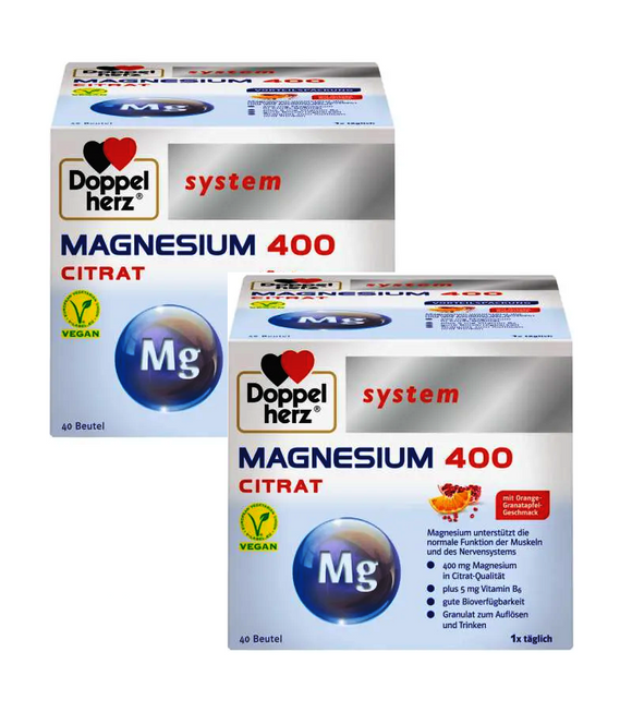2xPack Doppelherz Magnesium 400 Citrate System Granules - 80 pcs