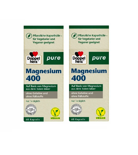 2xPack Doppelherz Magnesium 400 Pure Capsules - 120 Pieces