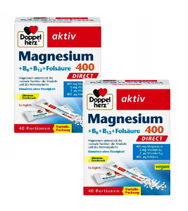 2xPack Doppelherz Magnesium+B Vitamins DIRECT Pellets - 80 Pcs
